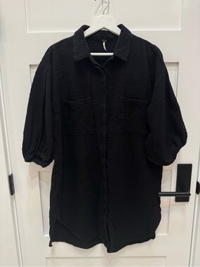YFB Relaxed Black gauzed Button-Down Shirt